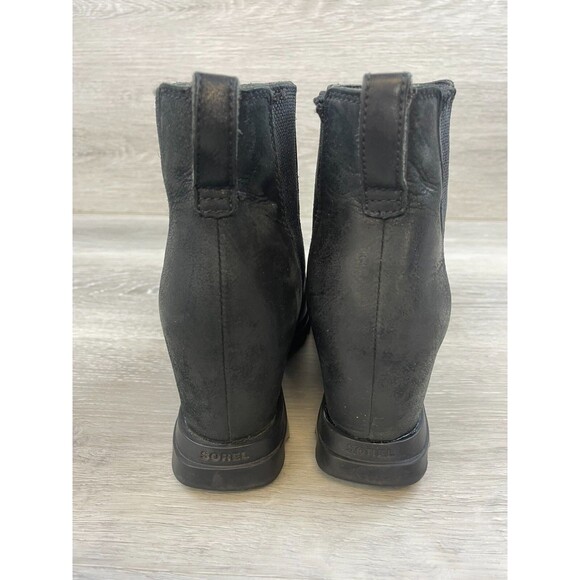 Sorel Joan of Arctic Wedge III Womens Boots Black Leather 7 Wedge Cold Shoes - Picture 4 of 11